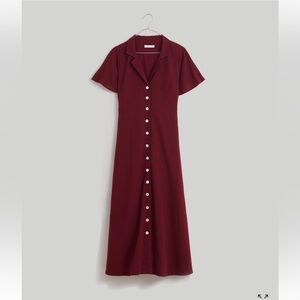 Madewell Crinkle Cotton Button Front Midi Dress